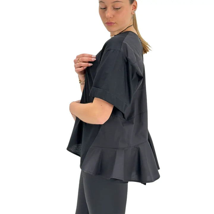 Meimeij, T-Shirt, Donna, Cotone, Nero