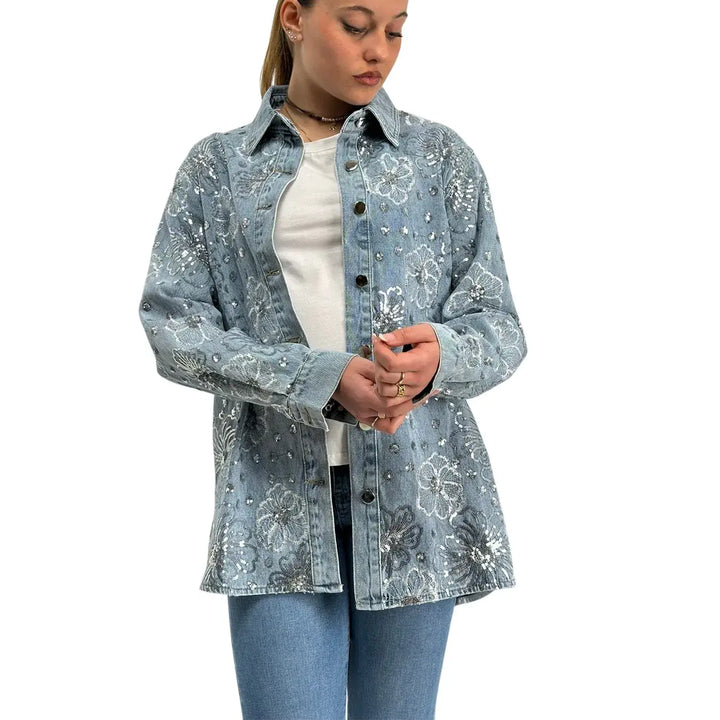Bassini, Giubbotto Jeans, Donna, Cotone, Blu