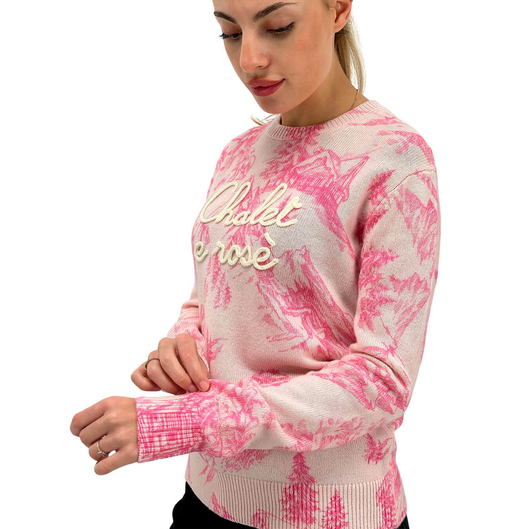 Mc2 Saint Barth Women's Sweater, Contrast Pattern, Wool, Pink