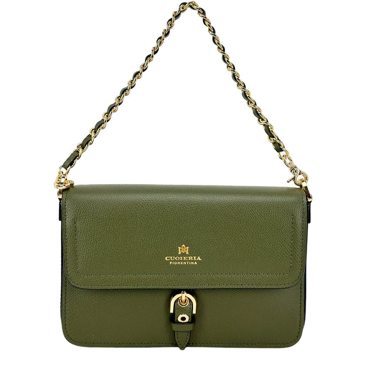 Cuoieria Fiorentina Eva Borsa Donna, Flap Bag, Tracolla, Pelle, Verde