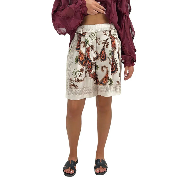 Bassini Shorts Donna Cipria con Fantasia Cashmere in Poliestere
