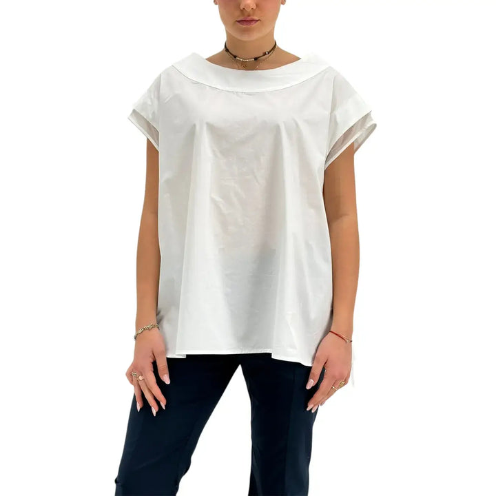 Meimeij, Blusa, Donna, Smanicata, Cotone, Bianco