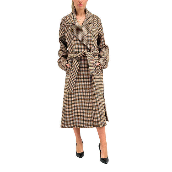 Ottod'Ame Cappotto Donna, Fantasia Check, Misto Lana, Marrone