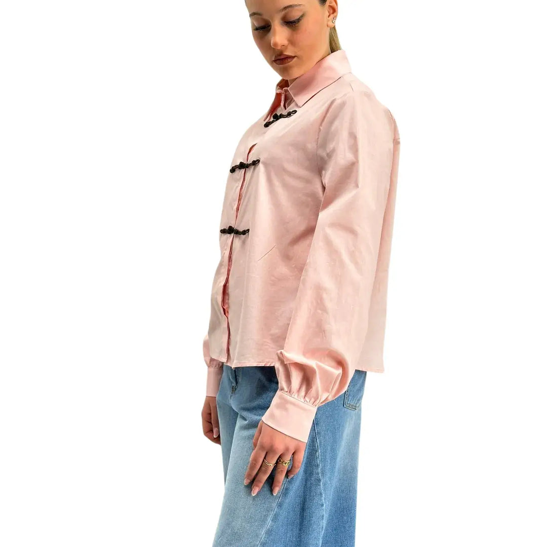 Kontatto, Camicia con Alamari, Donna, Cotone, Rosa