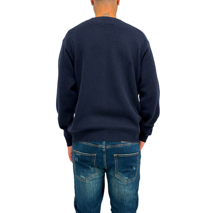 Amaranth Men's Sweater, Basic Model, Crew Neck, Wool Blend, Blue