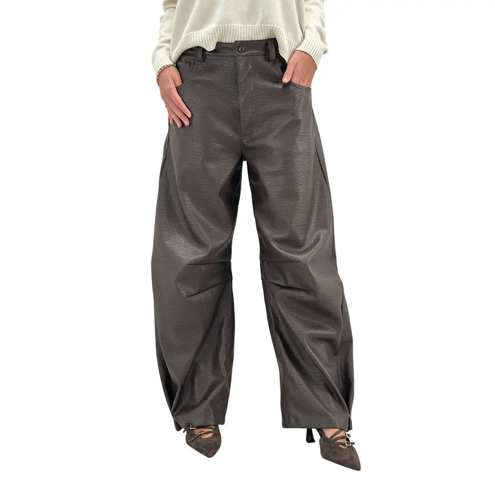 Motel, Pantaloni, Eco Pelle, Moro
