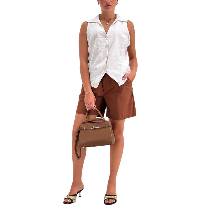 Bassini Camicia Donna Rosa in Mistolino Smanicata con Colletto