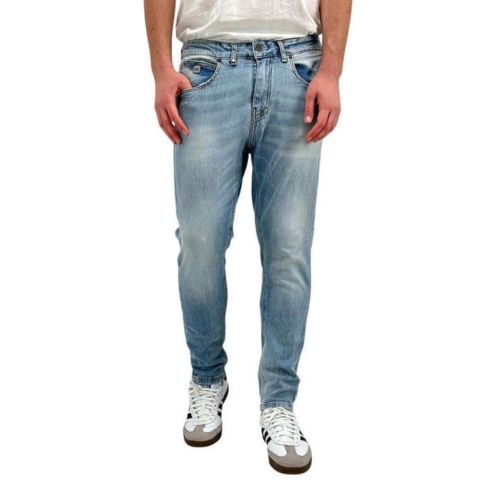 BL.11 Block Eleven Pantaloni Uomo, Jeans, Denim, Chino, Cotone, Azzurro