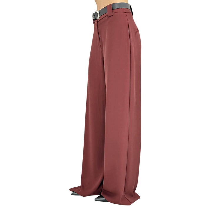 Tensione In Pantaloni Donna, Classico, Svasato, Cintura, Rosso