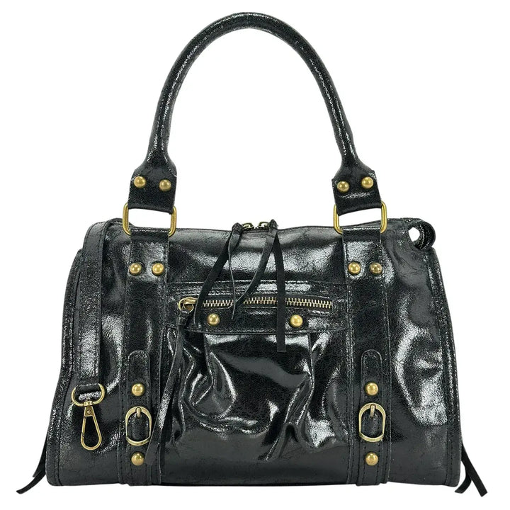 Bassini, City Bag, Media, Vera Pelle, Nero