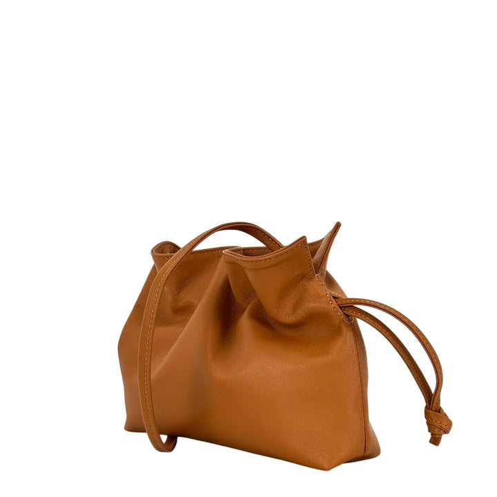 Bassini Borsa Donna Pasticcino Piccola in Nappa Terra di Siena con Chiusura Magnetica e Tracolla in Pelle