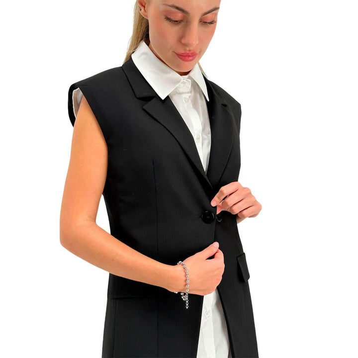 Imperial Abito Due Pezzi Donna, Camicia e Gilet, Cotone, Bianco e Nero