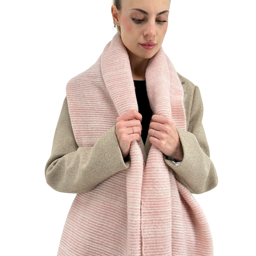 Bassini Sciarpa Donna, Fantasia Micro Righe, Acrilico, Rosa