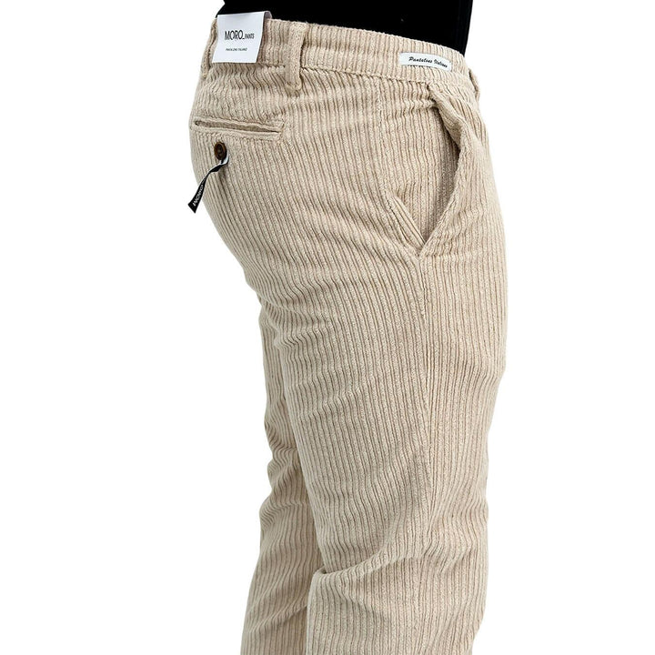 Moro Pantaloni Chino, Uomo, Regular Fit, Velluto, Beige