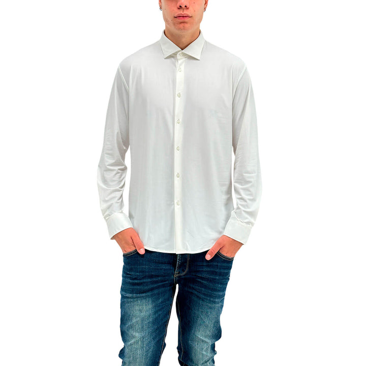 BL.11 Block Eleven Camicia Uomo, Basic, Colletto Classico, Bianco