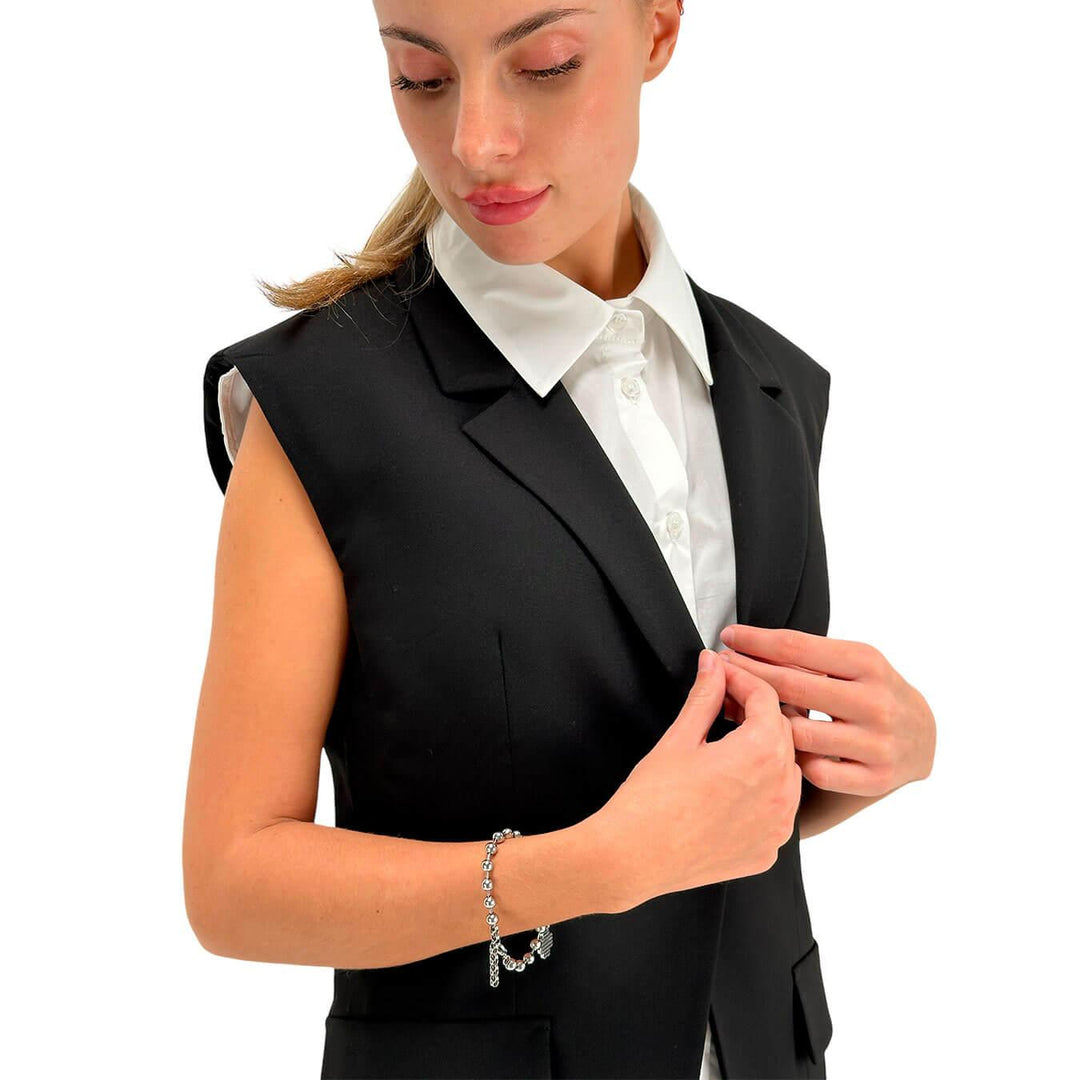 Imperial Abito Due Pezzi Donna, Camicia e Gilet, Cotone, Bianco e Nero