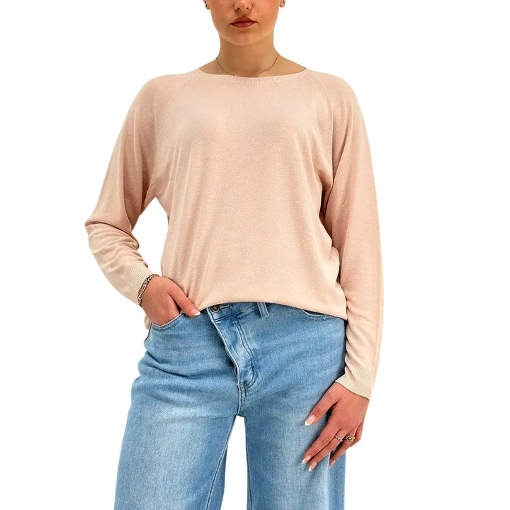 Kontatto, Maglia, Donna, Girocollo, Maniche Lunghe, Rosa, Viscosa