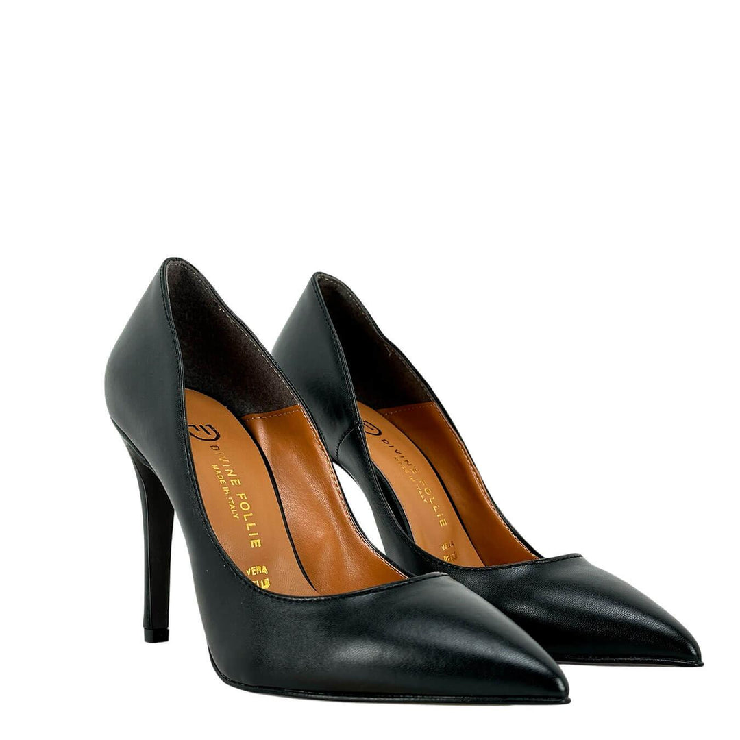 Divine Follie Women's Shoes, Liz Pumps, High Heel, Leather, Black