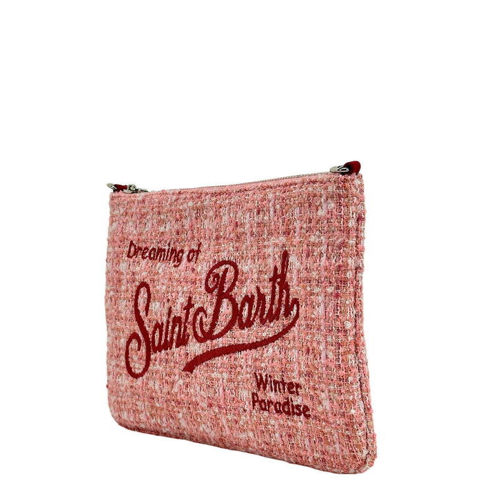 Mc2 Saint Barth Borsa Donna, Pouch a Tracolla Parisienne, Tweed, Rosa