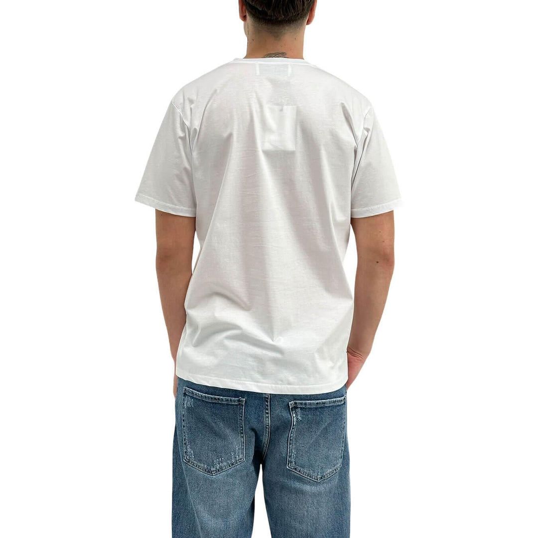 Amaránto T-Shirt Basic Uomo, Girocollo, Over, Cotone, Bianco