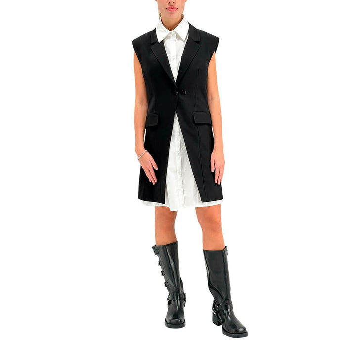 Imperial Abito Due Pezzi Donna, Camicia e Gilet, Cotone, Bianco e Nero