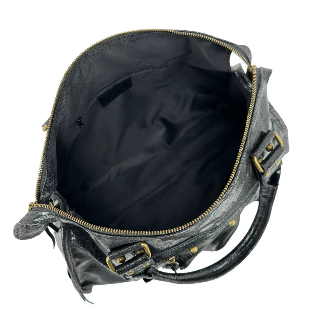 Bassini, City Bag, Grande, Vera Pelle, Nero