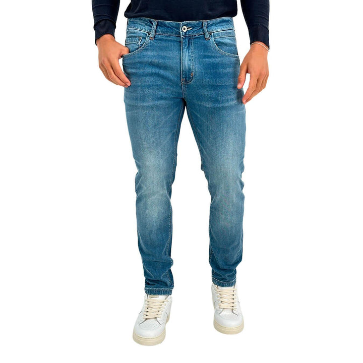 MarKup Pantaloni Uomo, Jeans, Denim, 5 Tasche, Cotone, Blu Medio - BassiniBoutique.it