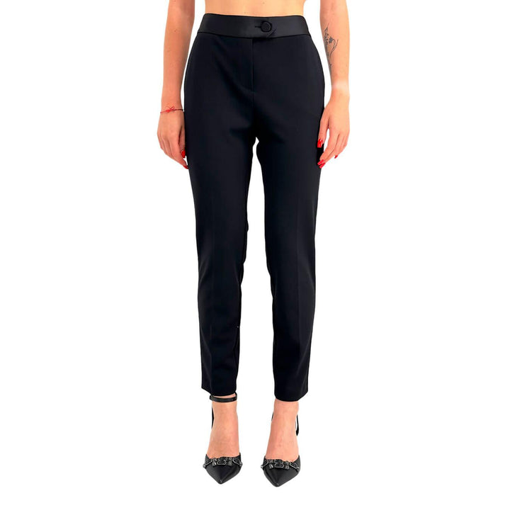 Imperial Women's Trousers, Ankle Length, Satin Band, Black