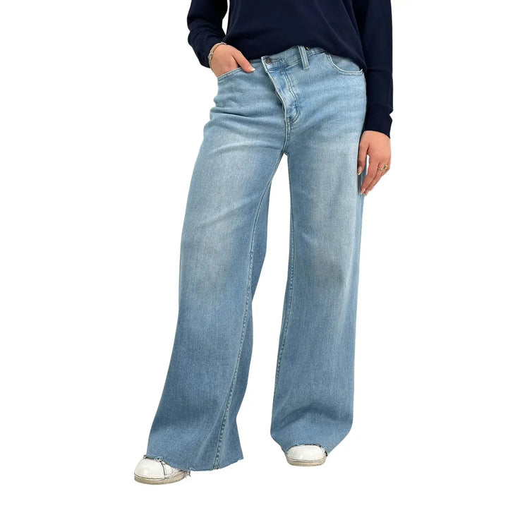 Bassini, Jeans, Donna, Palazzo, Cotone, Blu Medio