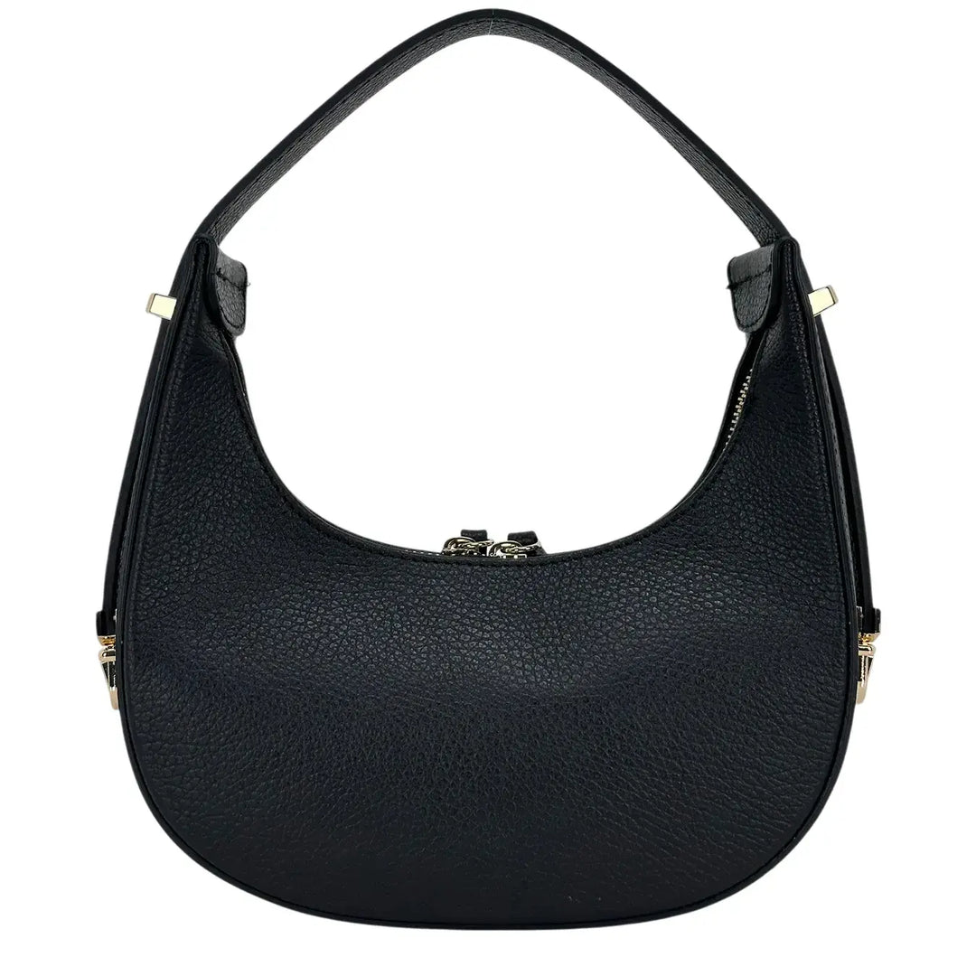 Bassini Borsa Donna Mini in Pelle Nera con Tracolla Regolabile e Chiusura Zip