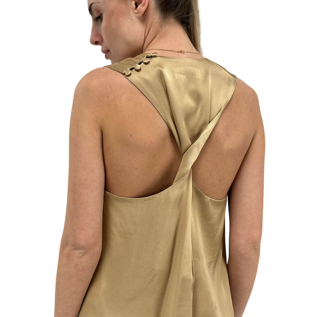 Ottod'Ame Maglia Donna, Top, Nodo sulla Schiena, Viscosa, Beige