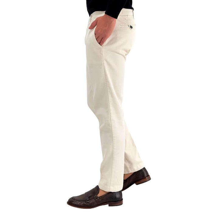 Moro Pantaloni Chino, Uomo, Regular Fit, Cotone, Avorio