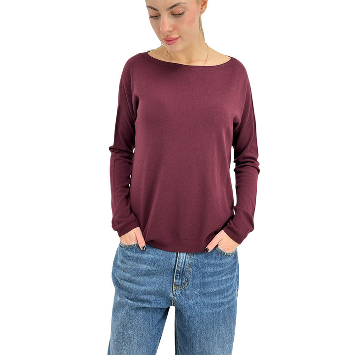 Kontatto Maglia Donna, Manica Lunga, Spacchi Laterali, Bordeaux