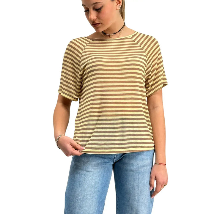 Bassini, Maglia a Righe, Donna, Giallo e Beige