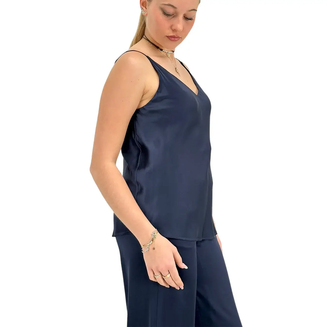 Ottod'Ame, Top, Donna, Tessuto Misto, Blu Night