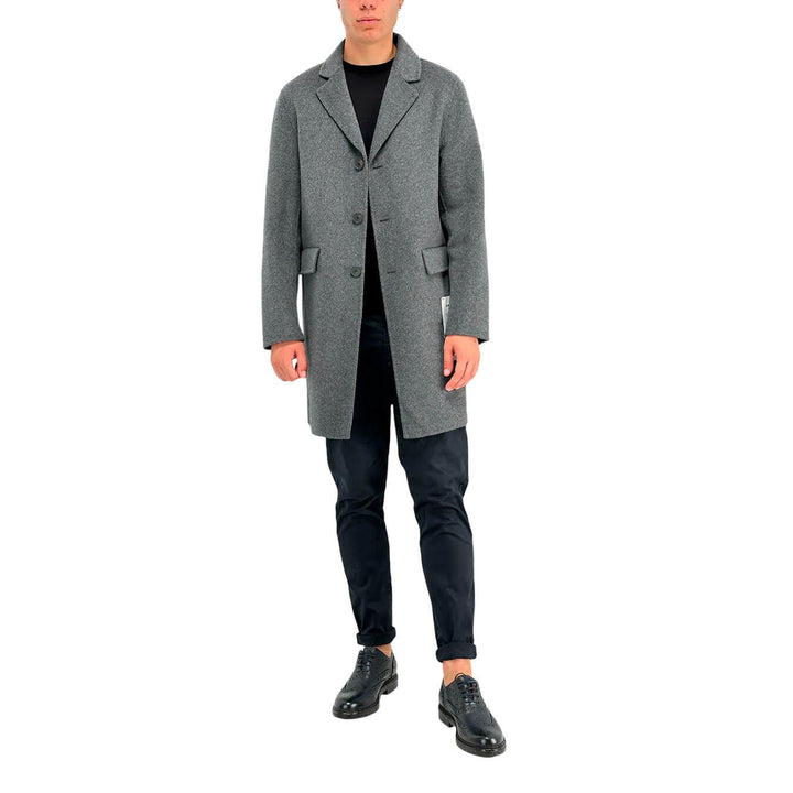 Amaránto Cappotto Uomo, Monopetto, Revers, Misto Lana, Grigio