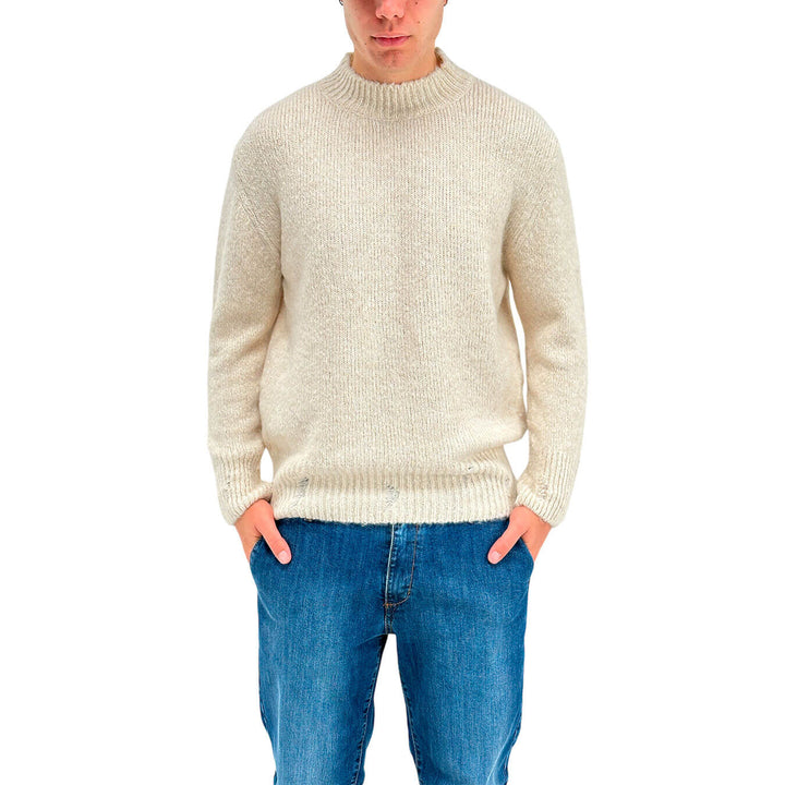 I'm Brian Men's Sweater, Crewneck, Wool Blend, Used Effect, Cream