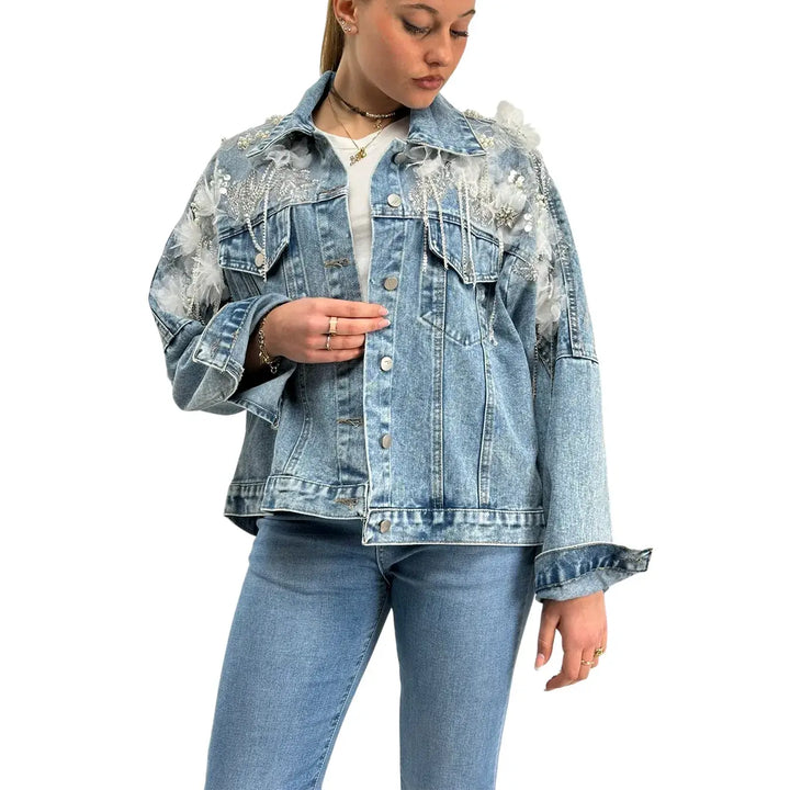 Bassini, Giubbotto Jeans, Donna, Cotone, Blu