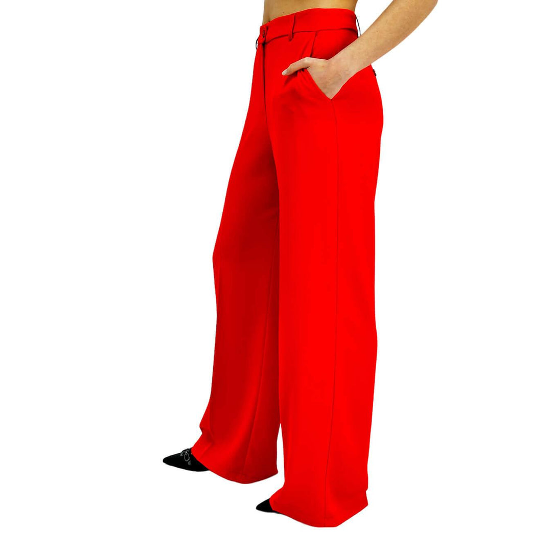 Tension In Women's Trousers, Classic, Slightly Flared, Red