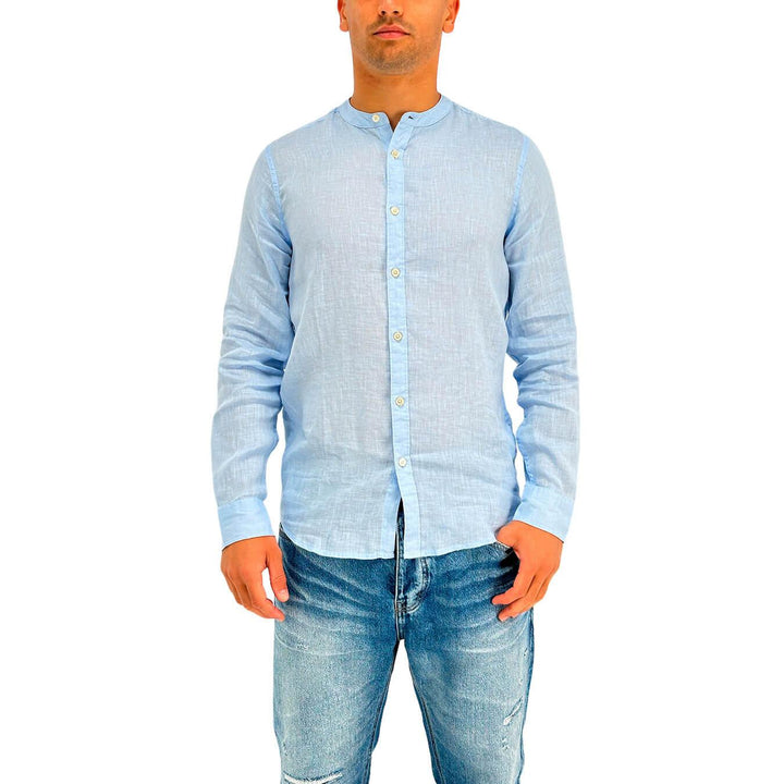 MarKup Camicia Uomo, Collo Alla Coreana, Puro Lino, Modello Basic - BassiniBoutique.it