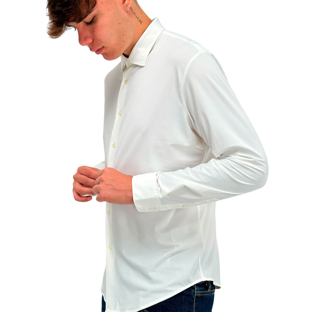 BL.11 Block Eleven Camicia Uomo, Basic, Colletto Classico, Bianco