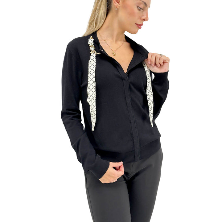 Relish, Cardigan, Donna, Bice, Foulard, Viscosa, Nero