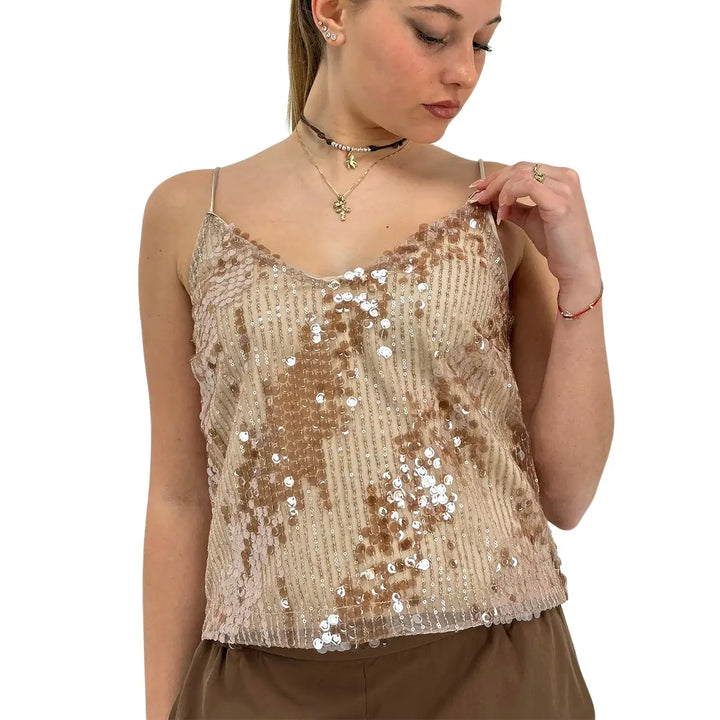 Ottod'Ame, Top, Donna, Tessuto Misto Cipria