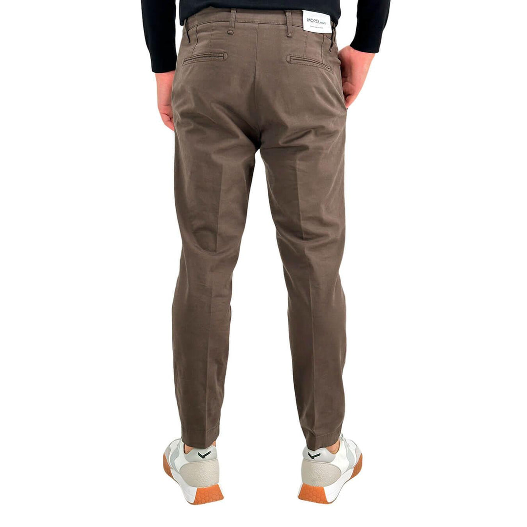 Moro Pantaloni Chino, Uomo, Regular Fit, Cotone, Marrone