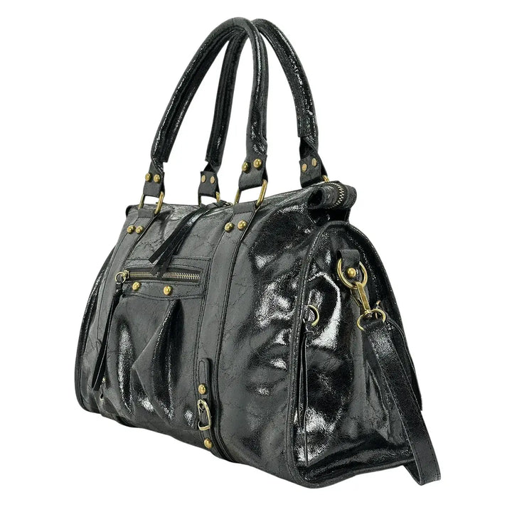 Bassini, City Bag, Grande, Vera Pelle, Nero