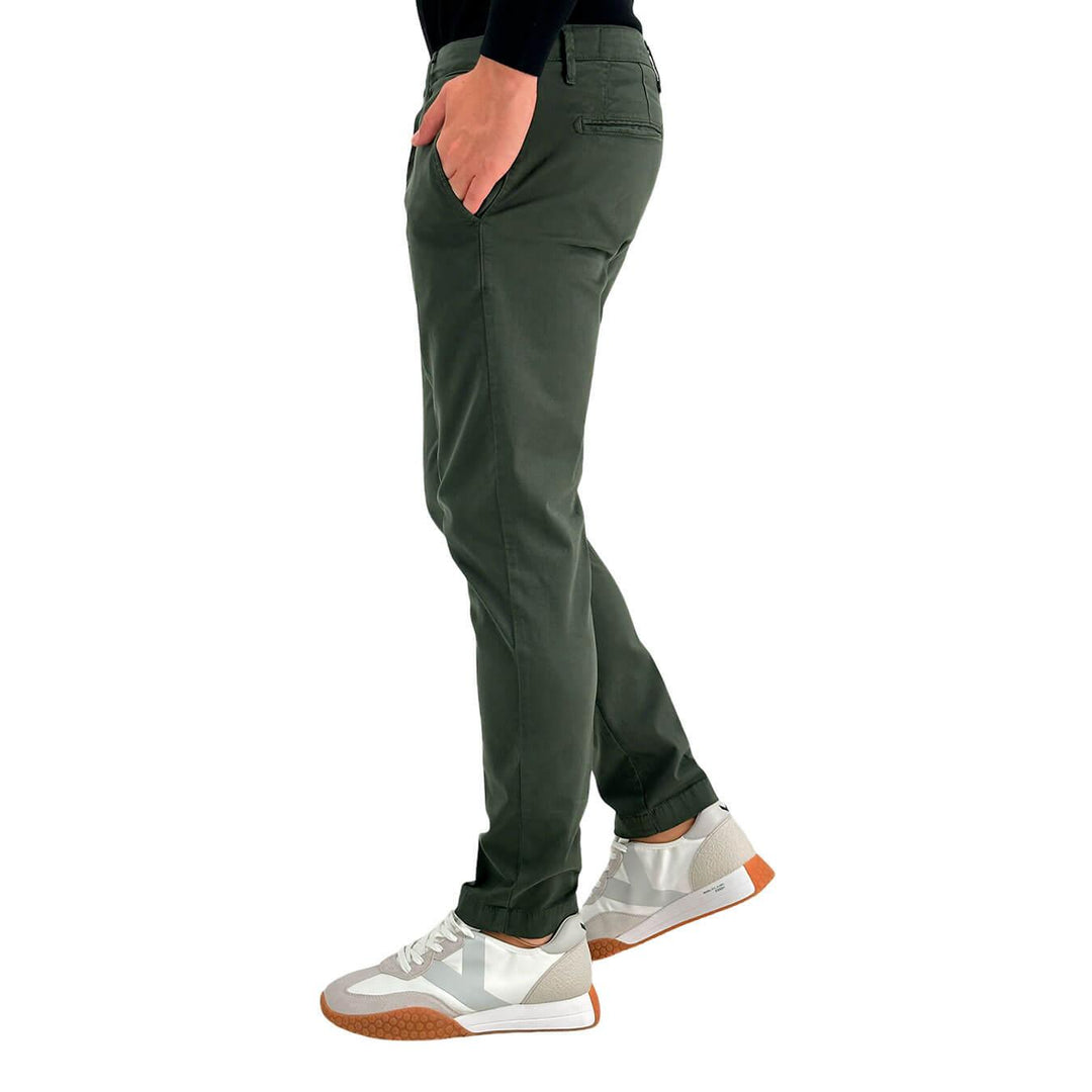 Moro Pantaloni Chino, Uomo, Regular Fit, Cotone, Verde