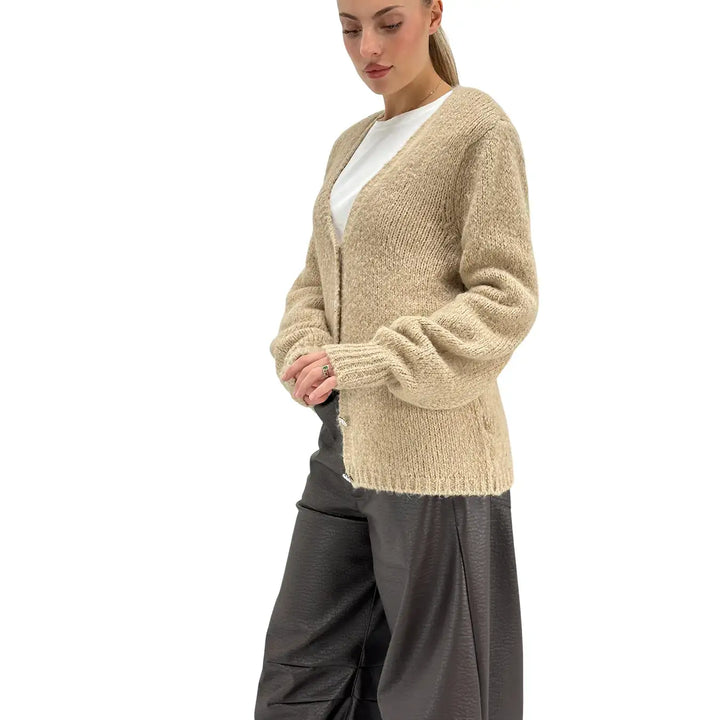 Motel, Cardigan, Donna, Tessuto Misto, Beige