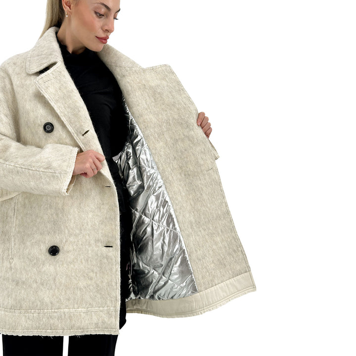 Oof Wear, Cappotto, Donna, Tessuto Misto, Bianco