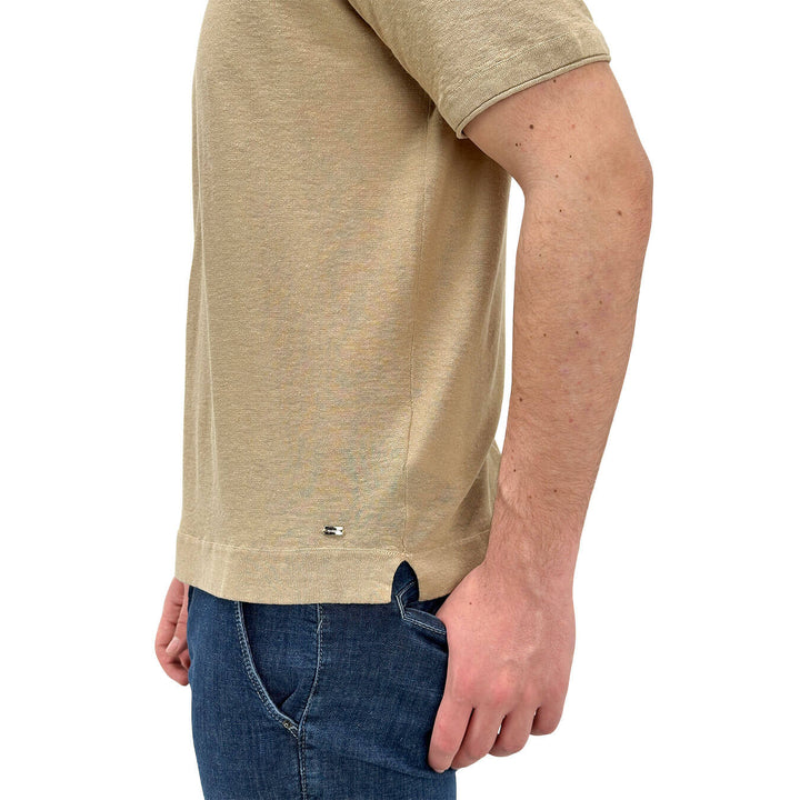 MarKup Maglia Uomo, Modello Basic, Lino e Cotone, Beige