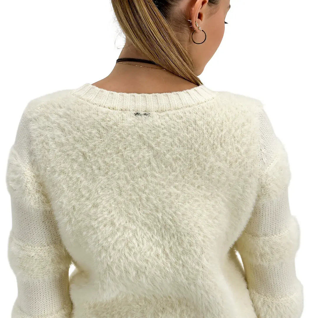 Koralline, Cardigan, Donna, Tessuto Misto, Panna